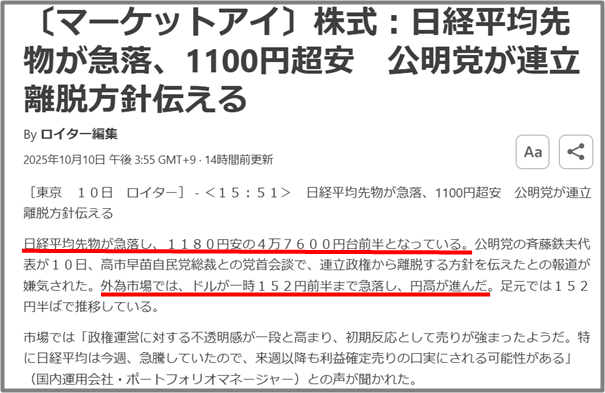 株価の影響の記事